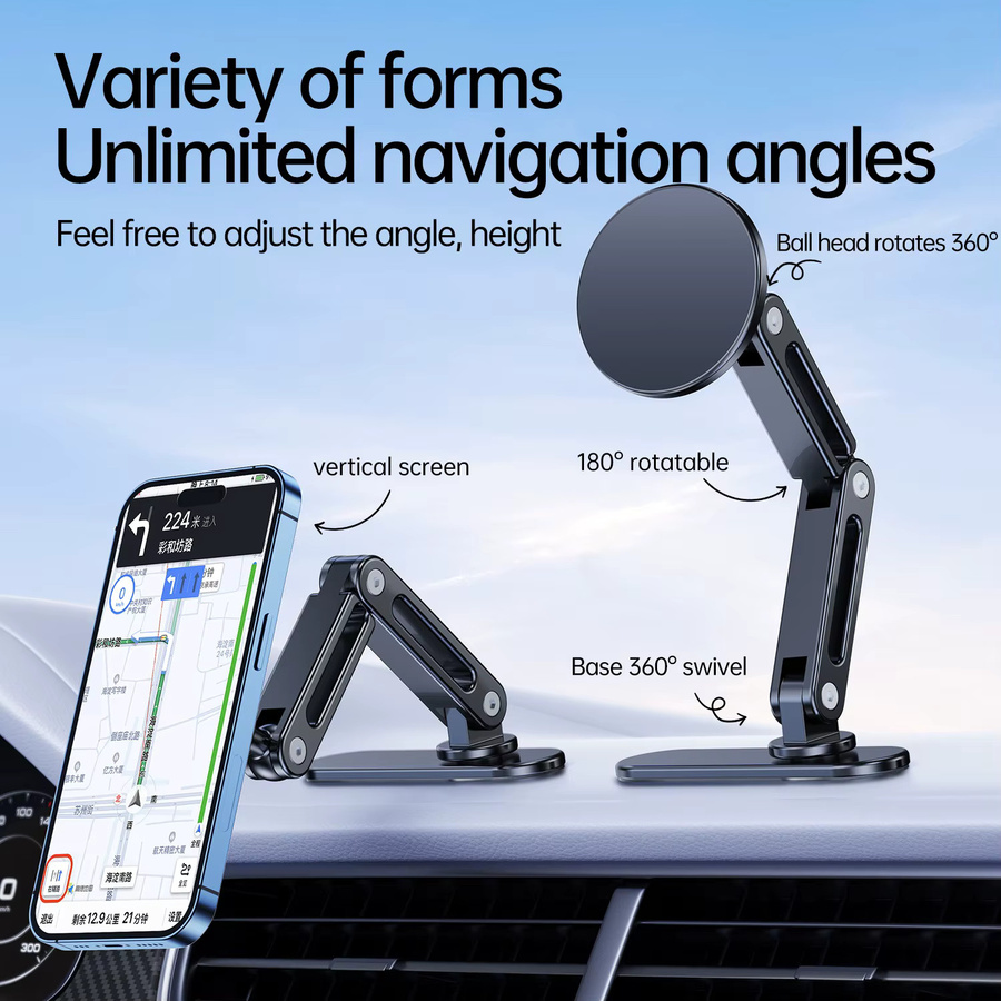 VIKEFON Magnetischer Autotelefonhalter in Schwarz mit verstellbarem langem Arm und 360 Grad Rotation für das Armaturenbrett, kompatibel mit iPhone 17, 16, 15, 14, 13, 12 - Bild 3