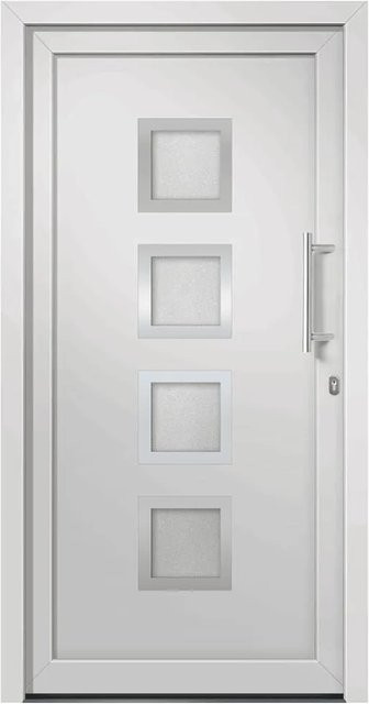 vidaXL Haustür in Weiß mit Glaseinsatz aus Aluminium und Stahl, modern, B/H: 98 x 208 cm - Bild 1