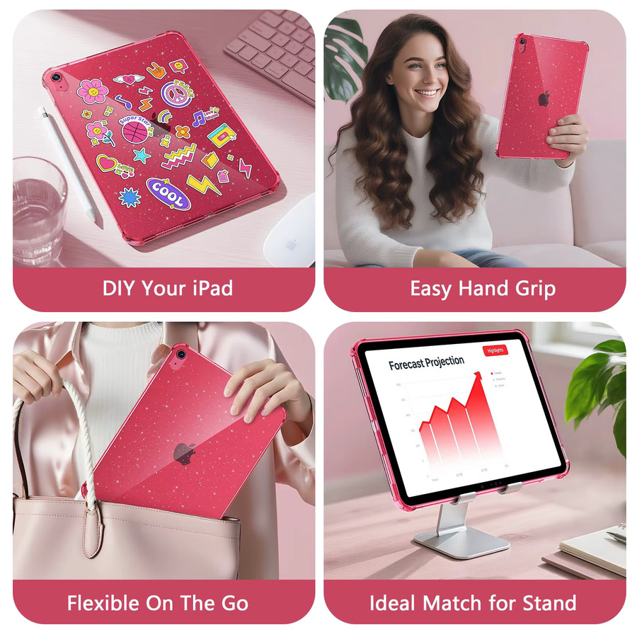 Tzion Schutzhülle für Apple iPad 10. und 11. Generation 10,9''/11'' aus weichem TPU mit Luftpolster in Rot - Bild 3
