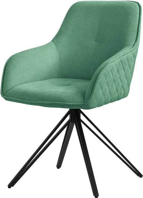 ML-Design Esszimmerstuhl drehbar in Grün aus Textil Webstoff mit Armlehnen und Rückenlehne - Bild 2