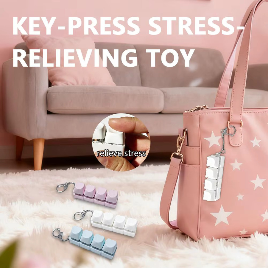 Anti-Stress-Spielzeug Herzform Fingerknopf mit 4 Tasten als beruhigender Schlüsselanhänger für Erwachsene, Mehrfarbig - Bild 2