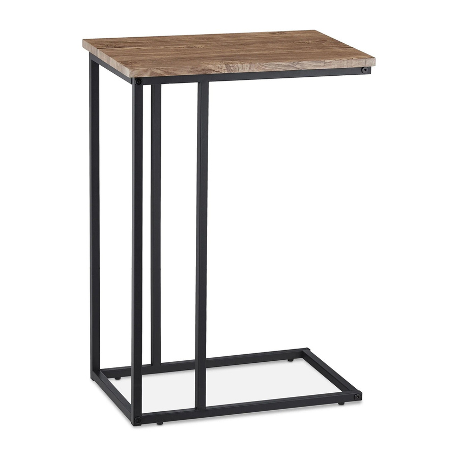Relaxdays Beistelltisch in C-Form im Industrial Look aus MDF und Metall, Schwarz Grau-Braun, B/T/H: 46 x 30 x 66 cm - Bild 2