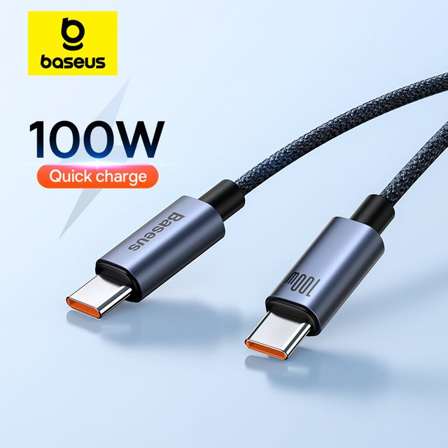Baseus USB-C auf USB-C Ladekabel 100W mit PD Schnellladefunktion und Datenübertragung in Schwarz - Bild 1