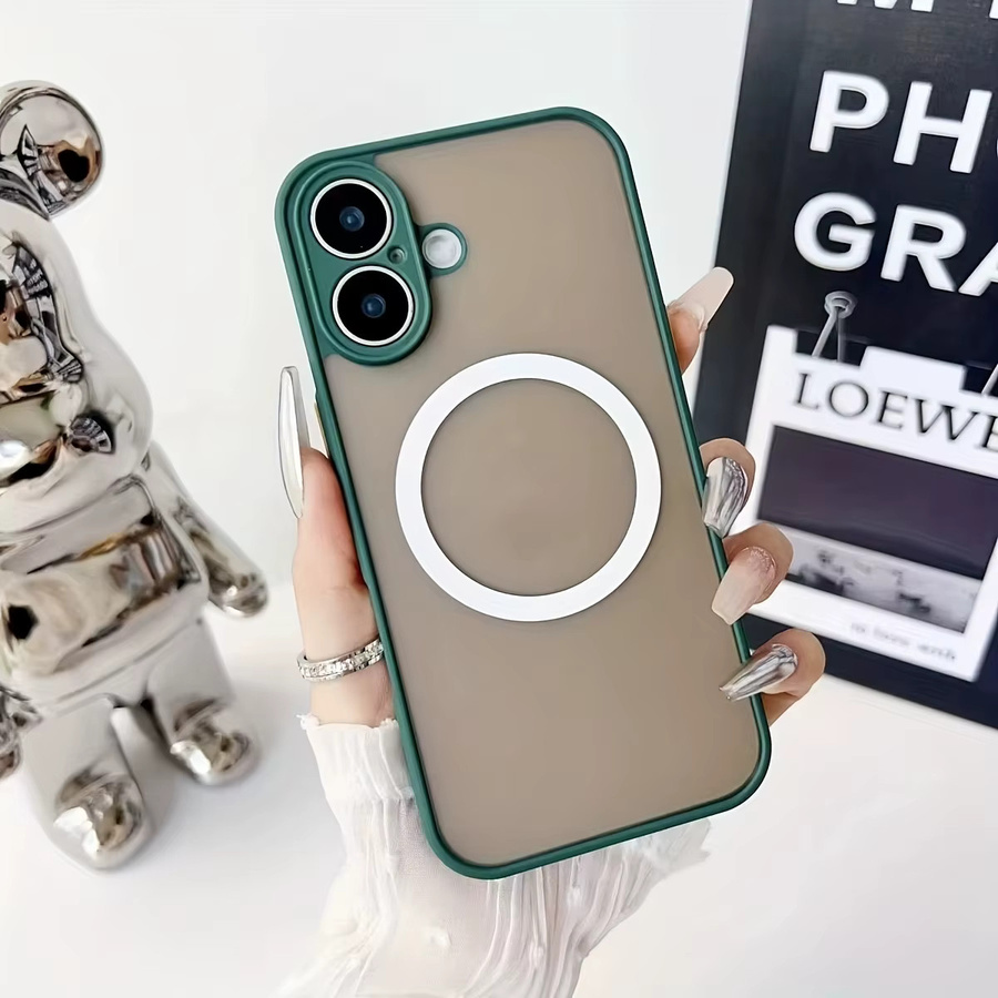 Stoßfeste Schutzhülle für iPhone 16 und iPhone 16 Pro Max mit Magnetfunktion und mattiertem Design in Grün - Bild 3