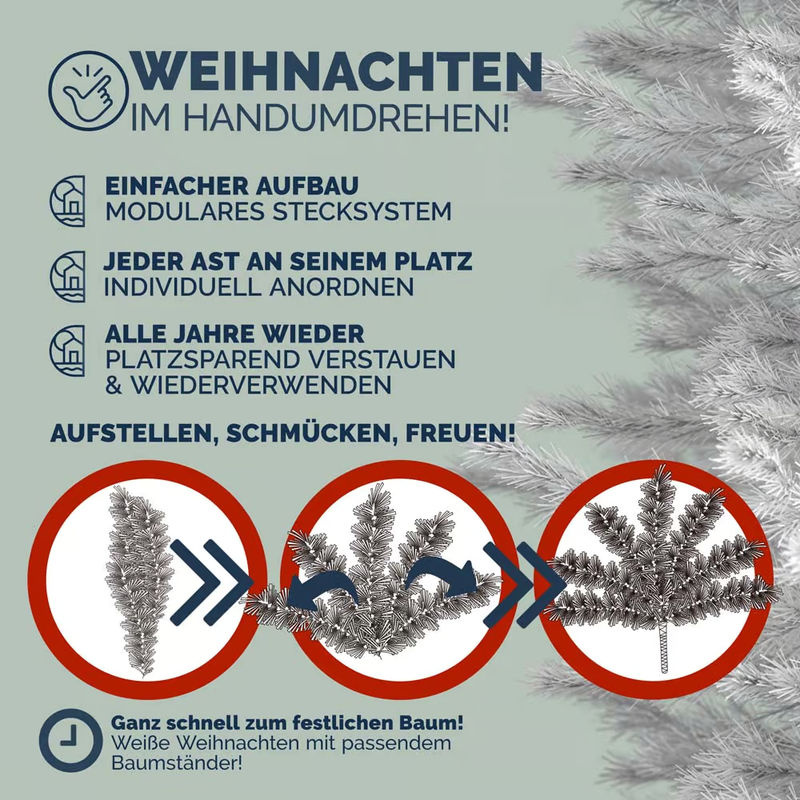 Casaria Weihnachtsbaum Weiß 180 cm aus Kunststoff mit Metallständer - Bild 4