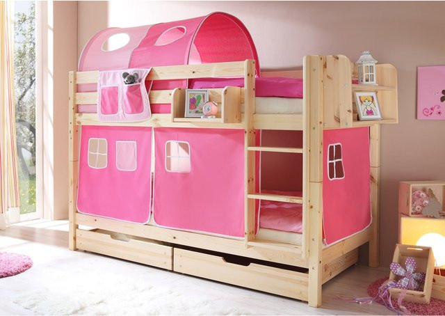 TiCAA Etagenbett Marcel aus Kiefer Natur Classic in Braun - Bild 1