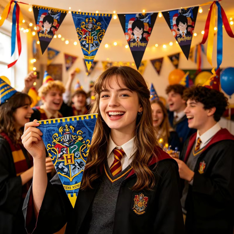 Warner Bros. Magie-Akademie Wimpel-Girlande aus Papier, Mehrfarbig, Party-Dekoration für Geburtstage und Feiertage - Bild 5