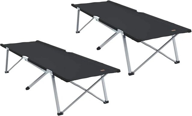 2er Set vidaXL Klappbare Schlafbetten für Camping in Schwarz aus Oxford und Stahl, B: 62,5 cm, L: 194 cm - Bild 1