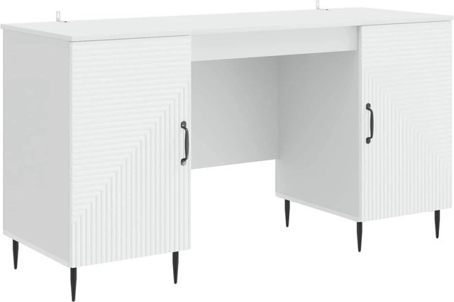 vidaXL Schreibtisch mit Regal in Weiß im Vintage-Stil aus Holzwerkstoff, B/T/H: 142,5 x 50 x 75 cm - Bild 1