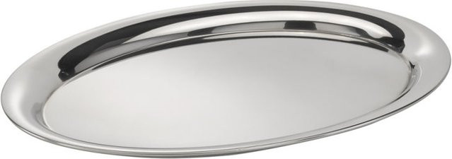 APS Serviertablett KAFFEEHAUS aus Edelstahl in Silber, oval, Hochglanz, B/T/H: 19,5 x 26,5 x 1,5 cm - Bild 1