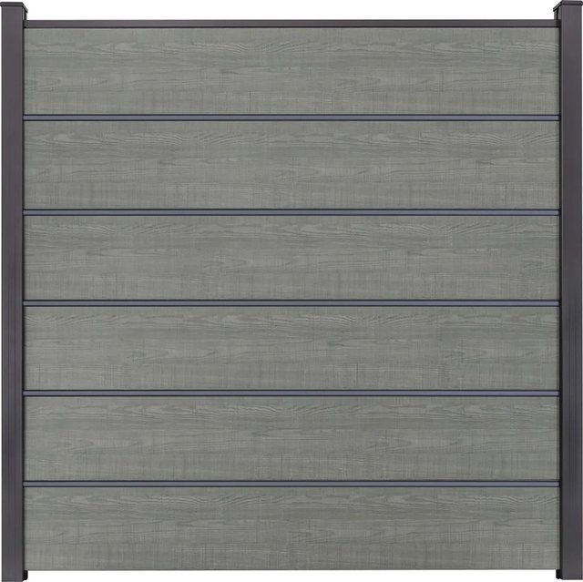 GroJa Steckzaun Premium Basicline PVC-beschichtet Grey Ash Cut, B: 180 cm, H: 180 cm - Bild 1