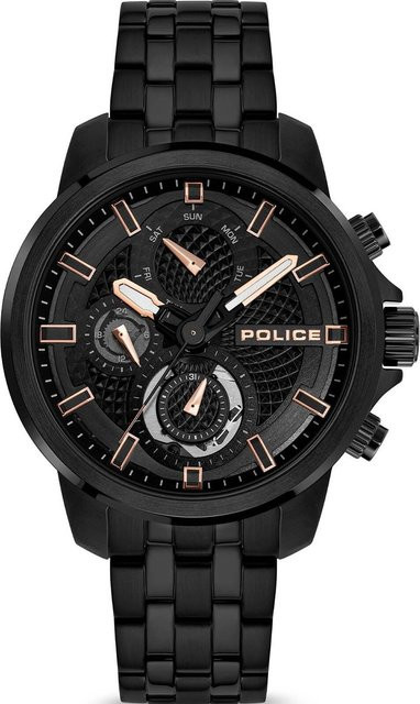 Police Herrenuhr Newport, Quarz, Edelstahl, 43 mm, Schwarz, 5 ATM - Bild 1