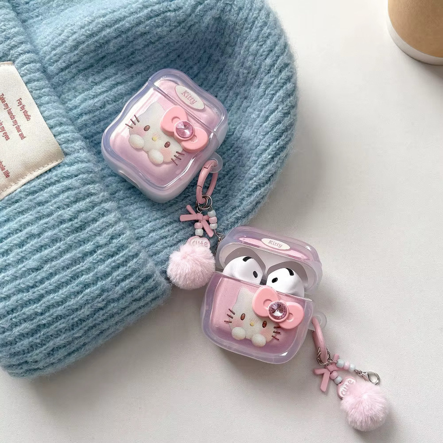Sanrio Hello Kitty Kopfhörerhülle für Apple AirPods 1 2 3 4 Pro Pro 2 Pro 3 in Rot und Pink - Bild 4