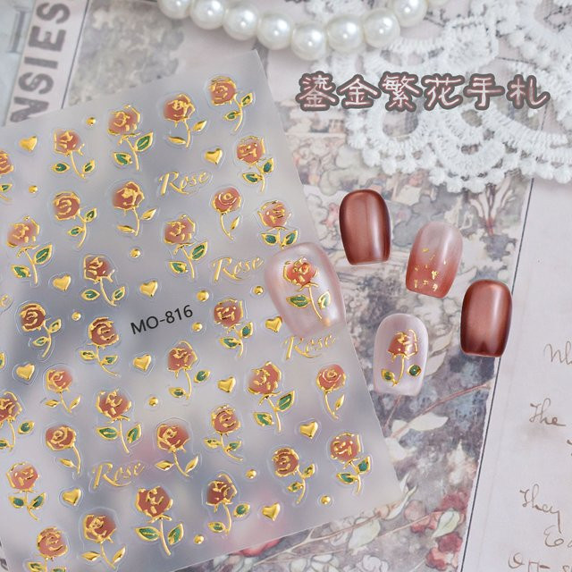NAILFYOU Nagelaufkleber Goldfolie, Blumen, Unisex - Bild 1