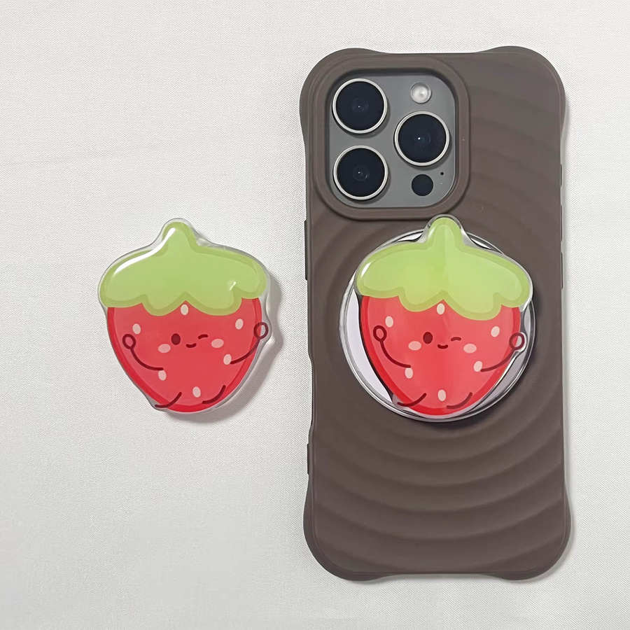 Erdbeer Griptok Handyhalter mit Cartoon-Design für iPhone 17 Pro Max und 16 Pro - Bild 3