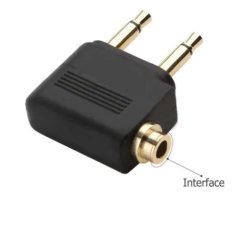 VIKEFON Dual 3,5mm Klinken Adapter für Flugzeug Kopfhörer, Schwarz - Bild 3