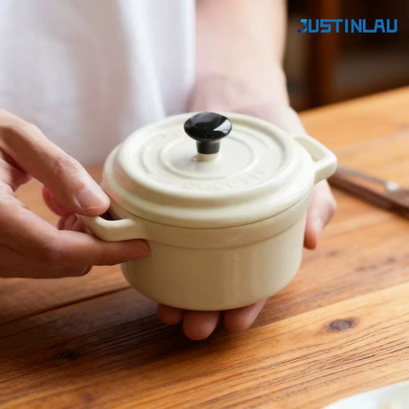 JUSTINLAU Keramikschüssel mit Deckel und Doppelohren, Gelb, 200 ml - Bild 1