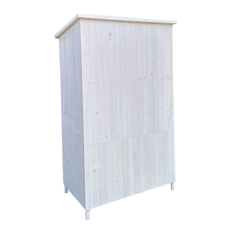 Leco Gartenschrank Toni aus Tannenholz in Weiß mit Glastüren, B/T/H: 118 x 70 x 190 cm - Bild 4
