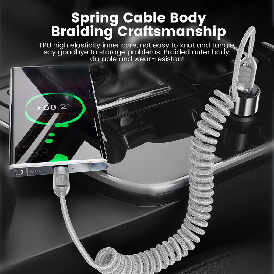 Toocki USB-A auf USB-C Datenkabel mit 3A Schnellladefunktion, grau, Länge: 1,5 m - Bild 4