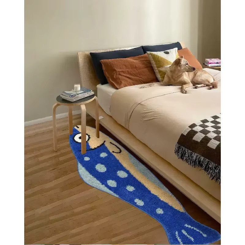 VIKAMA Kreativer Salzfisch-Teppich in Blau, rutschfeste und wärmespeichernde Fußmatte für Flur, Schlafzimmer und Eingangsbereich, B: 120 cm, T: 40 cm - Bild 3