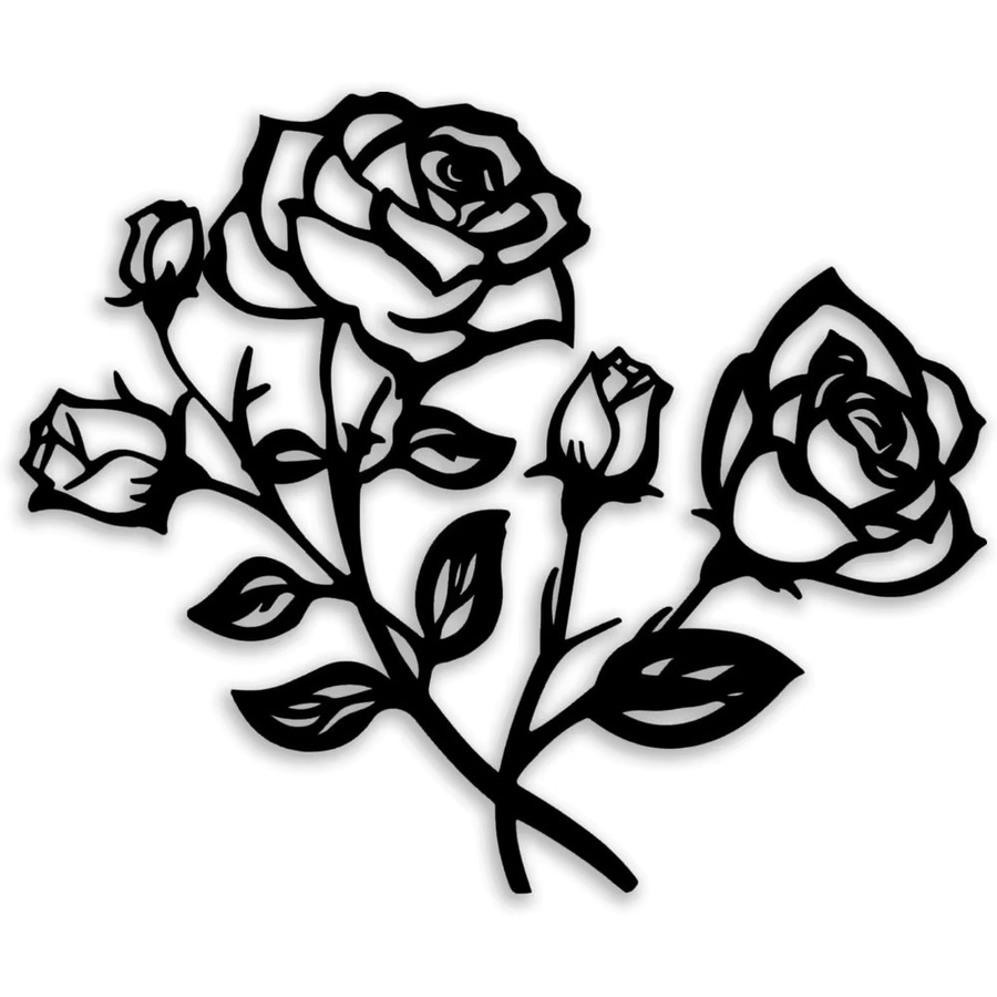 CIFBUY Metall-Wanddekoration Rosenblüten-Kunst in Schwarz für modernes Wohnambiente - Bild 2