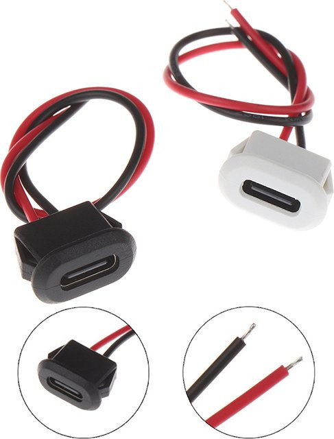Wasserdichter 2-poliger USB-C Anschluss in Schwarz mit Schweißdrahtbuchse und direkter Kompression - Bild 1