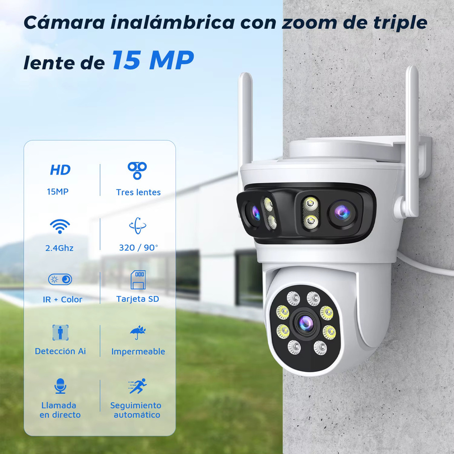 BESDER O-Kam Pro WLAN-IP-Kamera PTZ mit 15 MP Auflösung, 180 Grad Weitwinkel und automatischer Außenverfolgung in Weiß - Bild 2