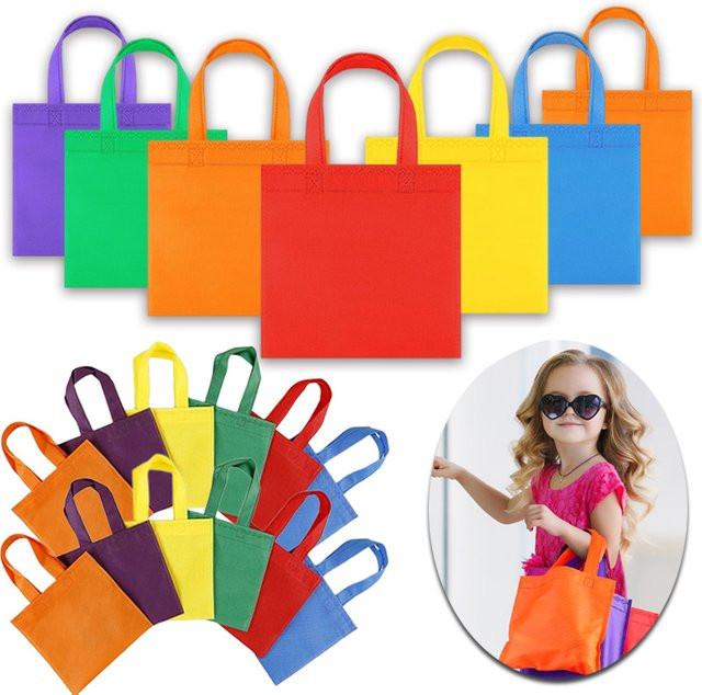 5er Set TMZ Goodie-Taschen aus Vliesstoff, Mehrfarbig, Wiederverwendbare Geschenktaschen für Kinder, Geburtstage und Festivals, Breite: 15 cm, 20 cm oder 25 cm - Bild 1
