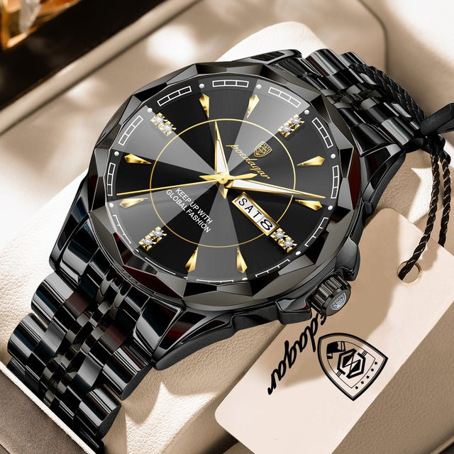 POEDAGAR Armbanduhr, Quarz, Edelstahl, Schwarz, Herren - Bild 1