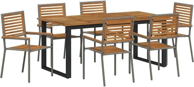 vidaXL Garten Essgruppe 7-teilig aus Massivholz Akazie in Grau - Bild 1