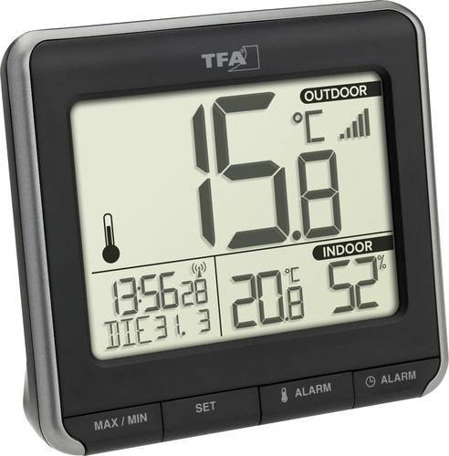 TFA Dostmann PRIO Funk-Thermometer digital Schwarz Weiß 30.3069.01 - Bild 1