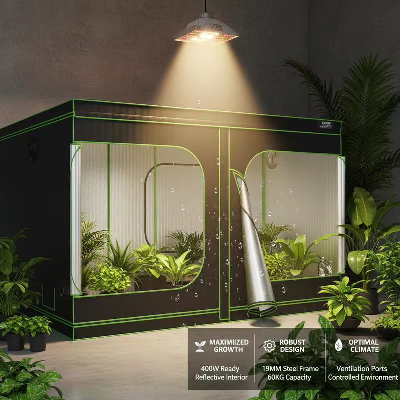 Growbox Indoor-Grow-Zelt aus schwarzem 600D Oxford-Gewebe mit 19 mm Stahlrahmen, B/T/H: 305 x 305 x 203 cm - Bild 4