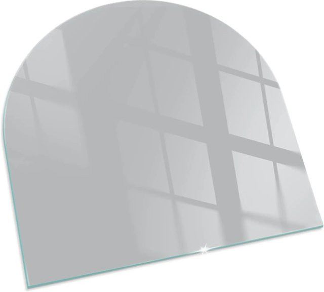 Tulup Funkenschutzplatte aus Glas für Kamin und Öfen, Halbkreis, Grau, B: 100 cm, T: 100 cm - Bild 1
