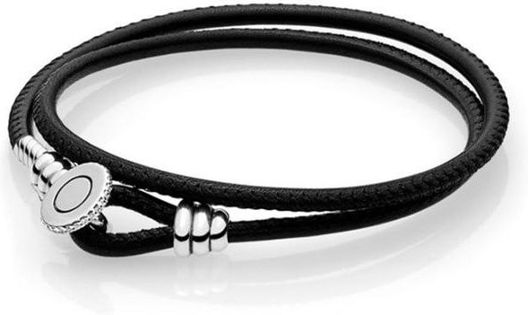 YIRAN Jewelry Armband, Leder, 925 Silber, 35 cm, Damen, schwarz - Bild 1