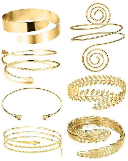 Armband-Set Messing, Gold, Blatt Schlange, Beige, Unisex - Bild 1