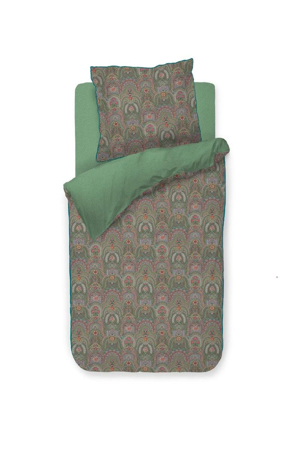 PIP Studio Perkal Bettwäsche Little Jabali Green Ornamente Grün Wende, B/H: 135 x 200 cm mit Kissenbezug 80 x 80 cm - Bild 1