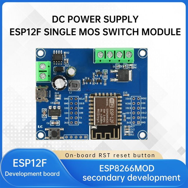 ESP8266 WIFI Einzelrelais MOS Switch Control Modul ESP-12F Entwicklungsboard mit Micro-USB-Schnittstelle in Blau (DC 5-80V) - Bild 1
