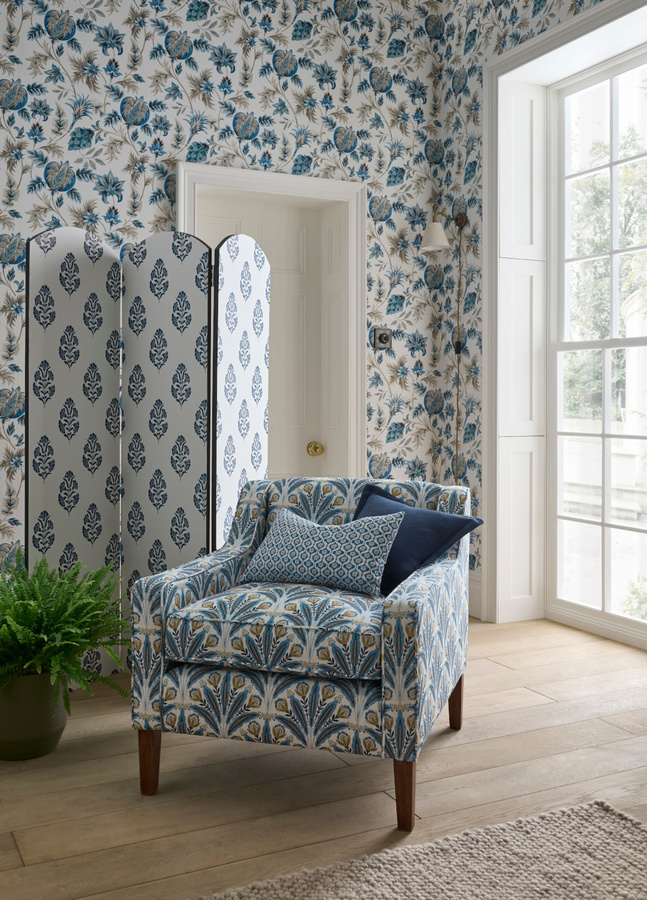 Clarke & Clarke Tapete Sizergh Denim Blau Botanisches Floral Non-Woven - Bild 1