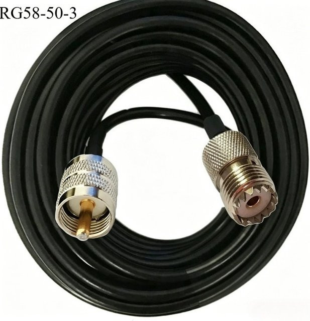 PL259 zu SO239 RG58 UHF Koaxialkabel Verlängerungskabel 50 Ohm für Funkantennen in Schwarz - Bild 1