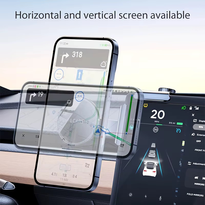 Lcars Aluminiumlegierungs-Basis für Tesla Model 3 & Model Y Bildschirm-Handyhalterung, Schwarz - Bild 4