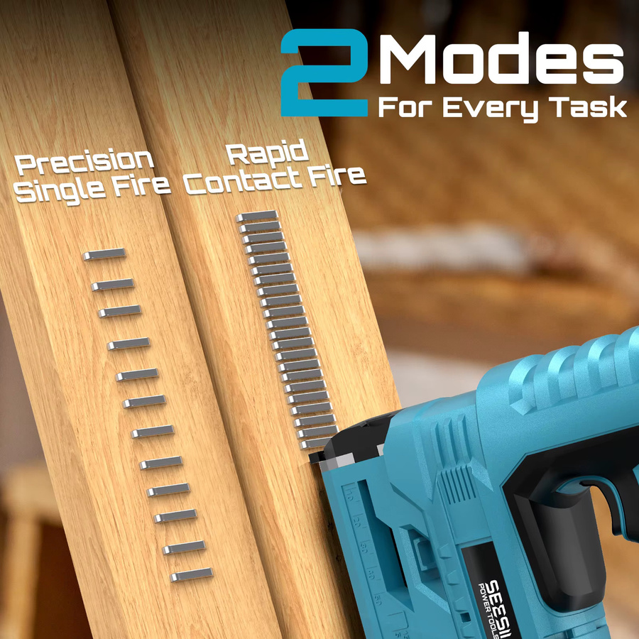 SEESII 2-in-1 Elektrische Nagel- und Tackerpistole für Makita 18V Akku, 18 Gauge, Blau - Bild 2