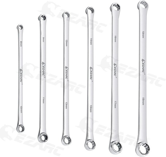 EZARC 6-teiliges Schraubenschlüssel-Set aus Chrome Vanadium, metrische Kombinationsschlüssel in Silber, 8 mm bis 19 mm - Bild 1