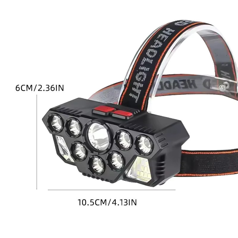 Heinast 8-LED-Flutlichtscheinwerfer in Schwarz, wiederaufladbar über USB, superheller Outdoor-Camping- und Angelscheinwerfer - Bild 4