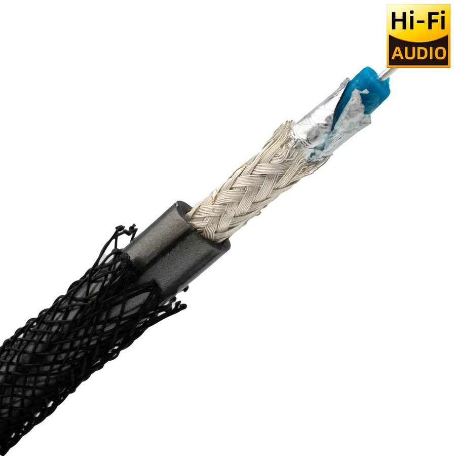Pureline HIFI 75Ohm Digitales Koaxial RCA Audio Kabel mit silberüberzogenen OCC-Leitern und Dual-Abschirmung in Schwarz und Silber für TV, SPDIF, Lautsprecher, Verstärker und DAC - Bild 2