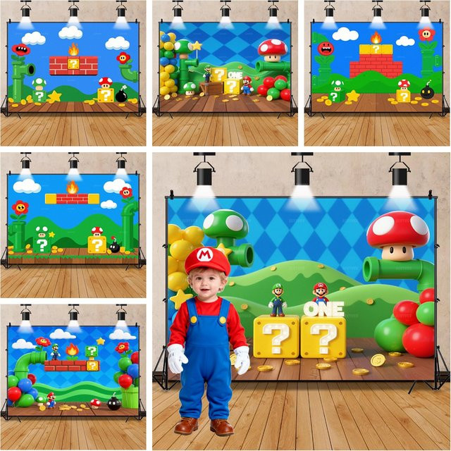 Potdemiel Fotobox Dekoration im Retro Pixelart Design für Geburtstag und Party, Mehrfarbig - Bild 1
