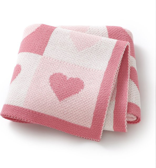 mimixiong Strickdecke für Babys und Neugeborenen in Pink, B/B/H: 90 x 70 cm - Bild 1