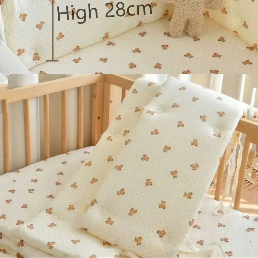 Baby Stoßstangen-Schutzpolster aus Baumwolle in Weiß für die Kinderkrippe - Bild 2