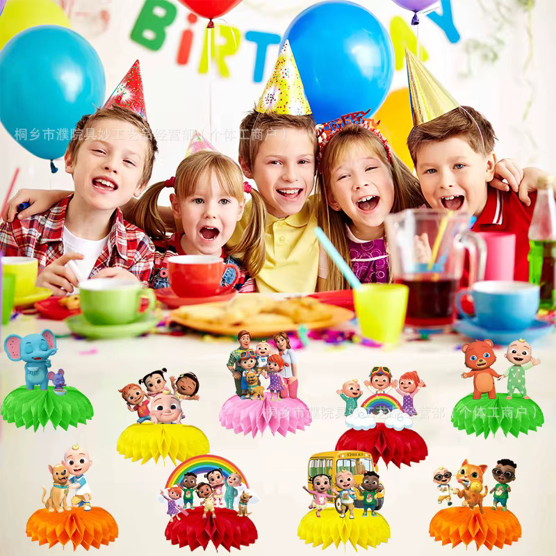 Cocomelon Waben-Papierdekoration für den Tisch als 3D Geburtstag Party-Deko für Kinder, Multicolor - Bild 2