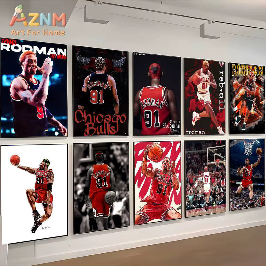 Kayou Basketball-Star Dennis Rodman Poster, selbstklebende Wanddekoration in Mehrfarben, rechteckiges HD-Kunst Poster aus Papier - Bild 2