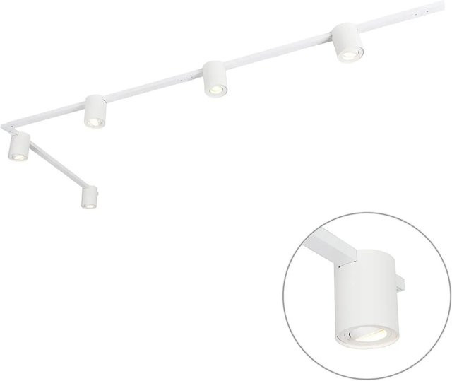 QAZQA Modernes Schienensystem Rondoo Up in Weiß mit 5 dimmbaren LED-Strahlern, 1-phasig - Bild 1